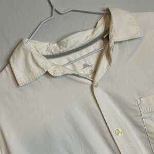 Tommy Bahama Men’s Large Short Sleeve Button Up Silk Cotton Off White Shirt